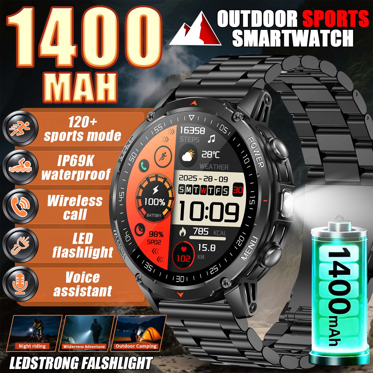 Smart Insole Pressure - 2026 NIEUW Smartwatch T-rex3 1400mAh Robuust